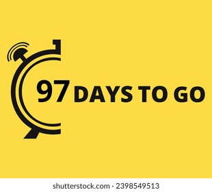 97 Días para ir Banner de la cuenta regresiva de la izquierda. Cartel y afiche. ilustración vectorial.