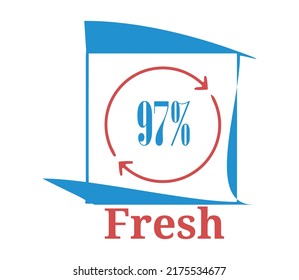 97 % Etiqueta de señal fresca vectorial e ilustraciones con fantástica combinación de color azul y rojo en fondo blanco