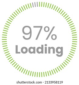 97% de carga. 97% de diagramas de círculo Vector de infografía, 97% listo para usar para diseño web ux-ui
