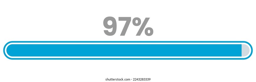 97% de carga. Barra de progreso del 97% Vector de infografía, 97 Porcentaje listo para usar para diseño web ux-ui