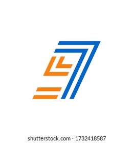 Diseño del logotipo 97 con una combinación de los números 9 y 7 con un estilo sencillo y fácil de recordar. muy adecuado para empresas 97.97 marcas, iniciales 97, web, aplicaciones, negocios, corporaciones, etc.