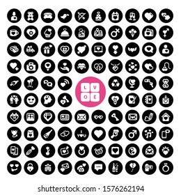 97 Love White vector icon set