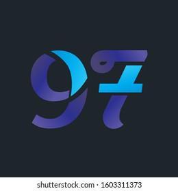 97 number digit logo double color design letter