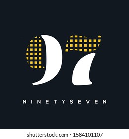 97 number logo check design digit vector template