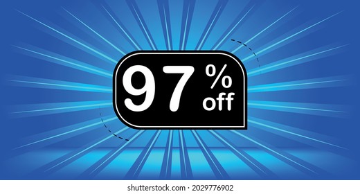 97% off - blue and black banner - 
ninety-seven percent discount banner for big sales.
