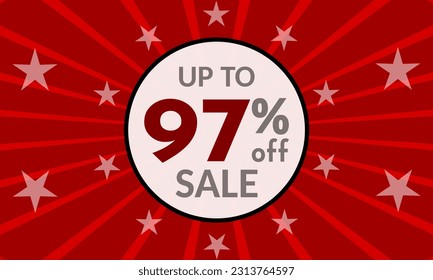 Up to 97% Off, red banner with discount for mega sales