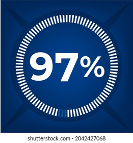 97 percent count on dark blue background