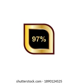 97 percent sign vector design with gold gradient color