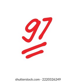 97 points exam score, ninety seven points grade results, vector illustration