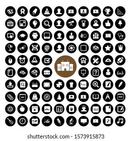 97 Science White Icon Vektorillustration Set