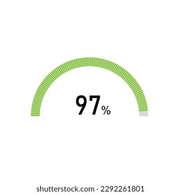 97% semicircle percentage diagrams, 97 Percentage ready to use for web design, infographic or business.