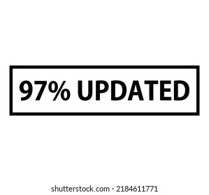 97% Etiqueta de icono actualizada y Signo.fuente perfecta y color negro aislado fondo de color blanco para timbre y otros