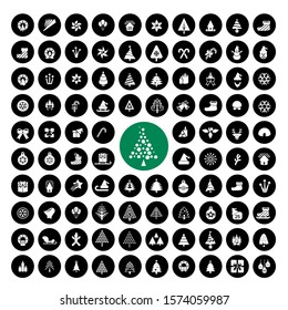 97 White tree icon vector set