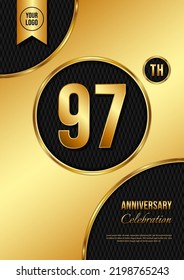 Diseño de plantilla para la celebración del 97 Aniversario. Aniversario de Oro, ilustración vectorial.