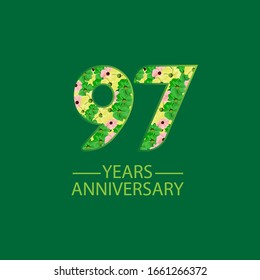 Ilustración de diseño de plantillas vectoriales de celebración de 97 años