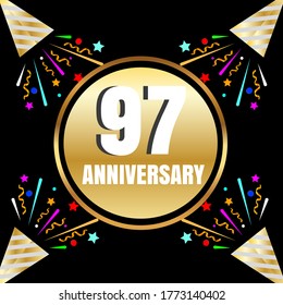 97 year anniversary celebration, vector design for celebrations, invitation cards and greeting cards