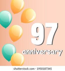 97 year anniversary celebration, vector design for celebrations, invitation cards and greeting cards