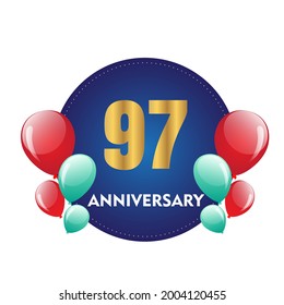 97 year anniversary celebration, vector design for celebrations, invitation cards and greeting cards