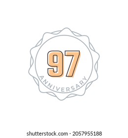 Insignia vectorial de la celebración del 97 Aniversario. Feliz Aniversario Saludo Celebra la Ilustración de Diseño de Plantilla