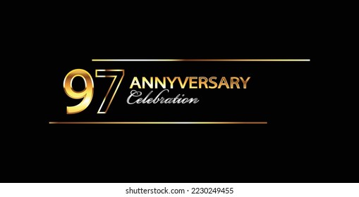 97 Year Anniversary celebration Vector Design. 97th Anniversary celebration. Gold Luxury Banner of 97th Anniversary celebration. Vector anniversary