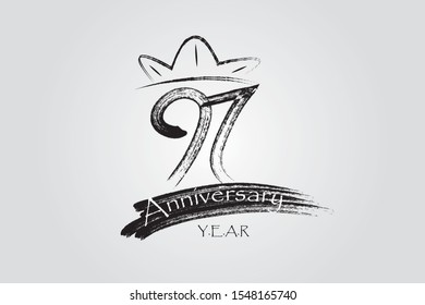 97 year anniversary chalk, ink Marker Pen Style, years, jubilee, greeting card. Birthday invitation sign  Vector