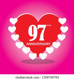 97 year anniversary, vector design with love for celebrations, invitation cards and greeting cards