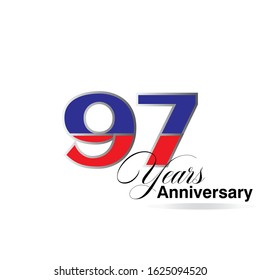 97 Year Anniversary Vector Template Design Illustration