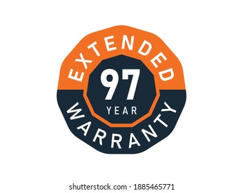 97 year warranty badges isolated on white background. 97 years Extended warranty