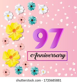 97 years anniversary celebration logo vector template design