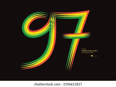 97 years anniversary celebration logotype colorful line vector, 97th birthday logo, 97 number design, Banner template, logo number elements for invitation card, poster, t-shirt.