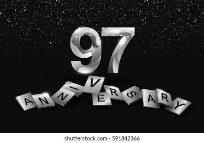 97 years anniversary celebration. Poster or brochure template. Vector illustration.