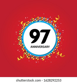 97 Years Anniversary Celebration Vector Template Design Illustration