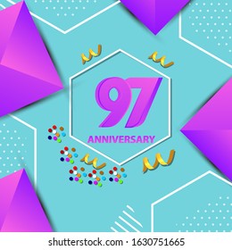 97 Years Anniversary Celebration Vector Template Design Illustration