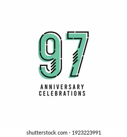 97 Years Anniversary Celebration Vector Template Design Illustration