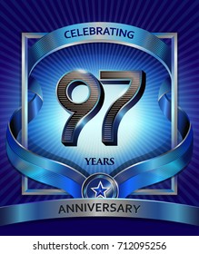 97 years anniversary design template for invitation, advertising, banner, vector design