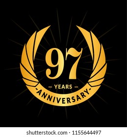 97 years anniversary. Elegant anniversary design. 97 years logo.
