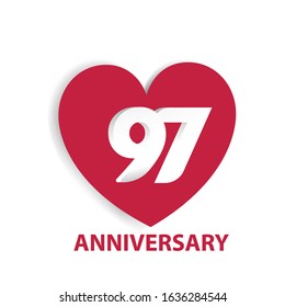 97 Years Anniversary Logo Celebration With Love