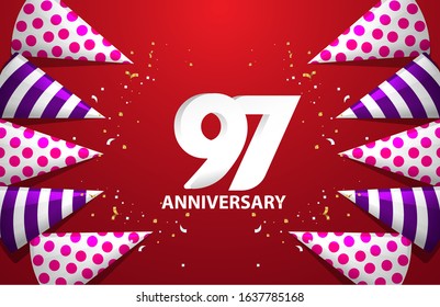 97 Years Anniversary Logo Celebration With Love