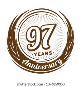 97 years anniversary. Anniversary logo design. 97 years logo.