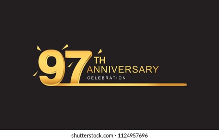 97 years anniversary logotype with single line golden and golden confetti for anniversary celebration
