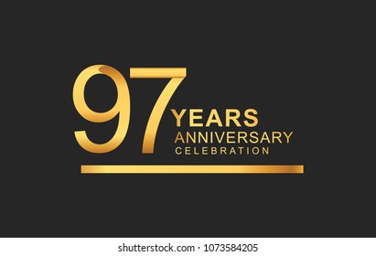 97 years anniversary logotype with under line golden color for anniversary celebration