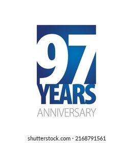 97 Años Aniversario número de espacio negativo símbolo del logo blanco azul