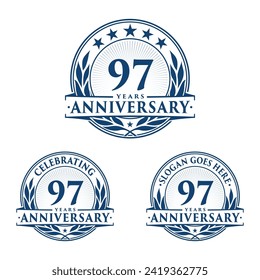 97 years anniversary set. 97th celebration logo collection. Vector and illustration. 