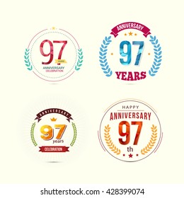 97 Years Anniversary Set with Low Poly Design and Laurel Ornaments