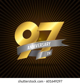 97 Years golden Anniversary Celebration Design. vector logo template