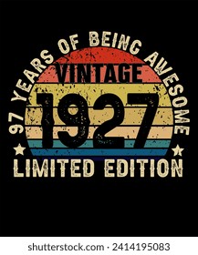 97 Years Old of Being Awesome Born in 1927 Legend Retro Vintage Birthday Ideas for Men Women