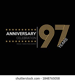 97 years old celebrating logo. happy anniversary 97th. Greetings celebrates.