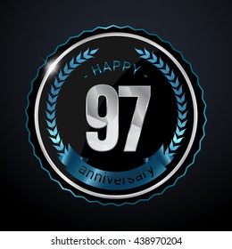 97 Years Silver anniversary logo, low poly design number