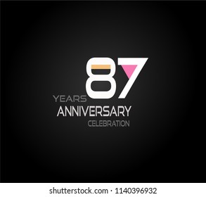 97 years simple black background with elegance white anniversary and orange, pink color accent