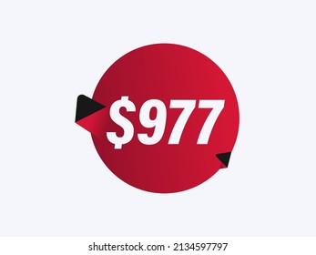 $977 USD sticker vector illustration